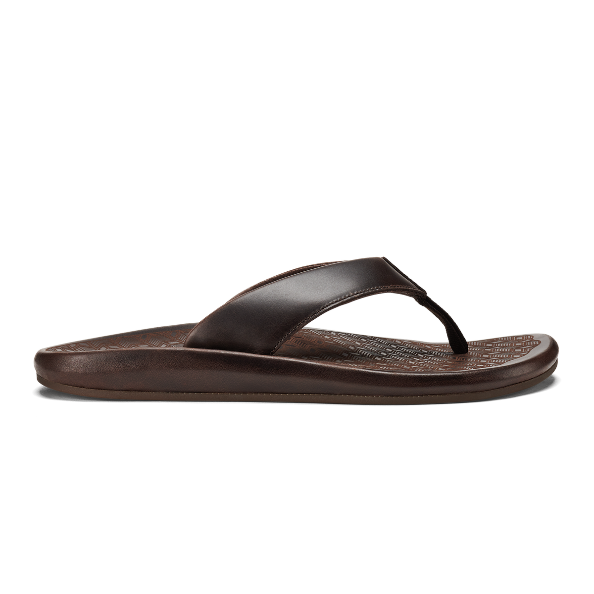 OluKai Signature | ‘Ilikai Men‘s Leather Beach Sandals - Dark Wood