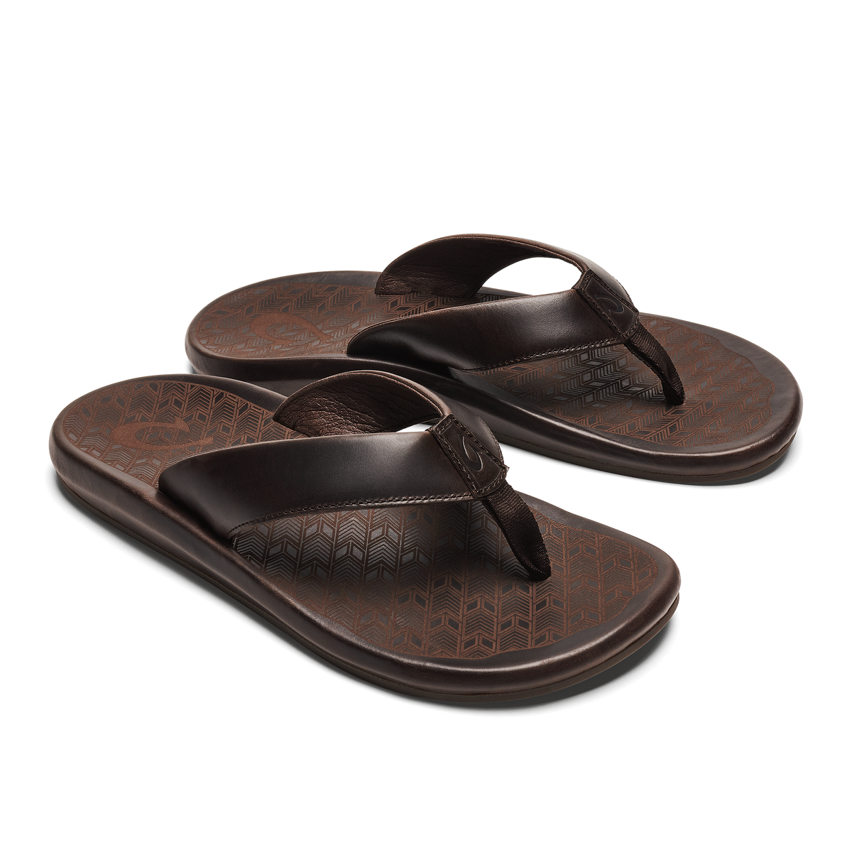 OluKai Signature | ‘Ilikai Men‘s Leather Beach Sandals - Dark Wood