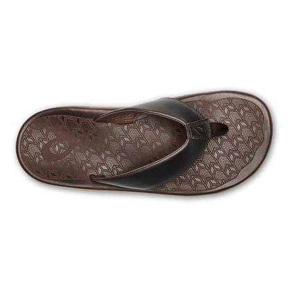 OluKai Signature | ‘Ilikai Men‘s Leather Beach Sandals - Dark Wood
