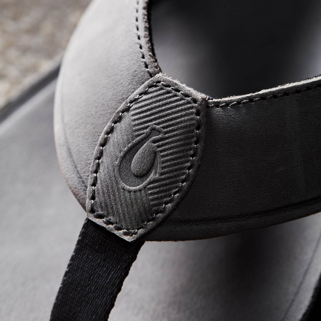 OluKai Hot Sale | Tuahine Men's Waterproof Leather Beach Sandals - Rock