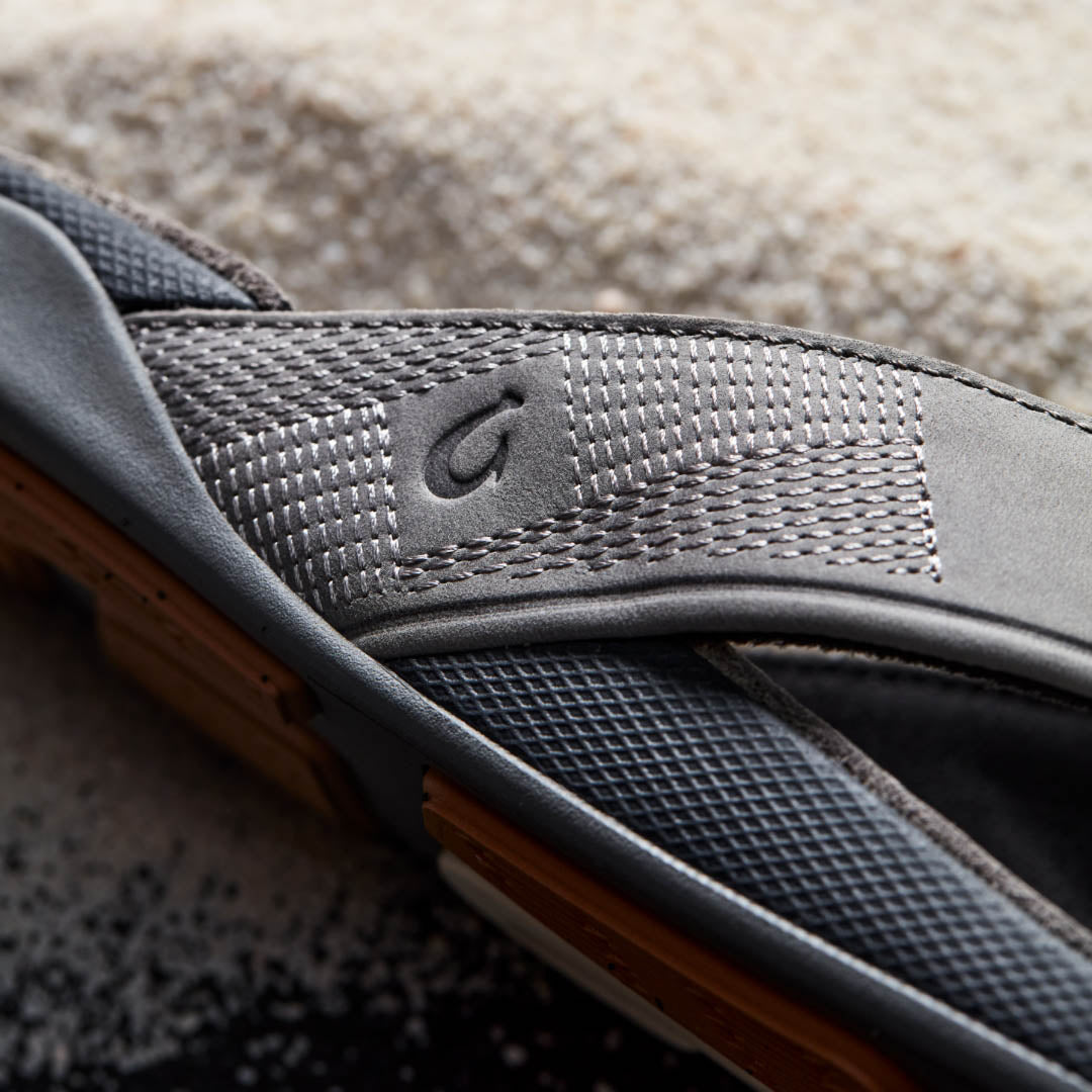 OluKai Hot Sale | Tuahine Men's Waterproof Leather Beach Sandals - Rock
