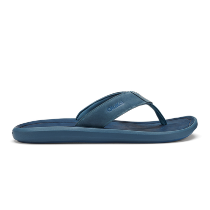 OluKai Premium | Pili Men’s Waterproof Leather Sandals - Blue Fog / Coastal Blue