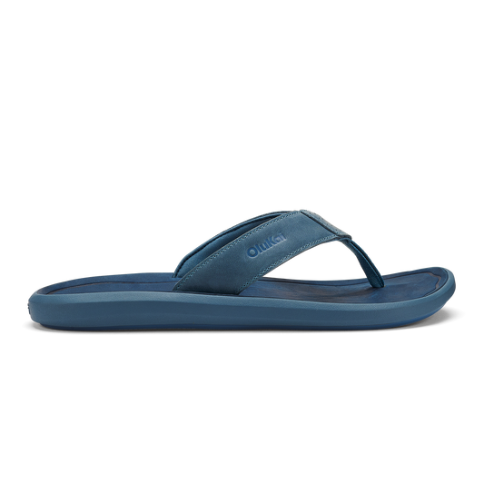 OluKai Premium | Pili Men’s Waterproof Leather Sandals - Blue Fog / Coastal Blue