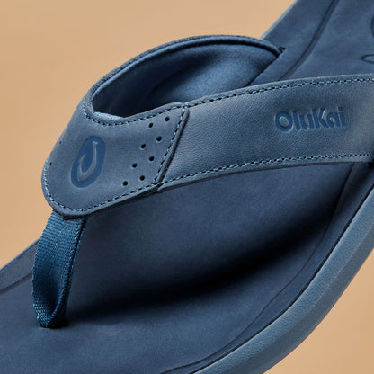 OluKai Premium | Pili Men’s Waterproof Leather Sandals - Blue Fog / Coastal Blue