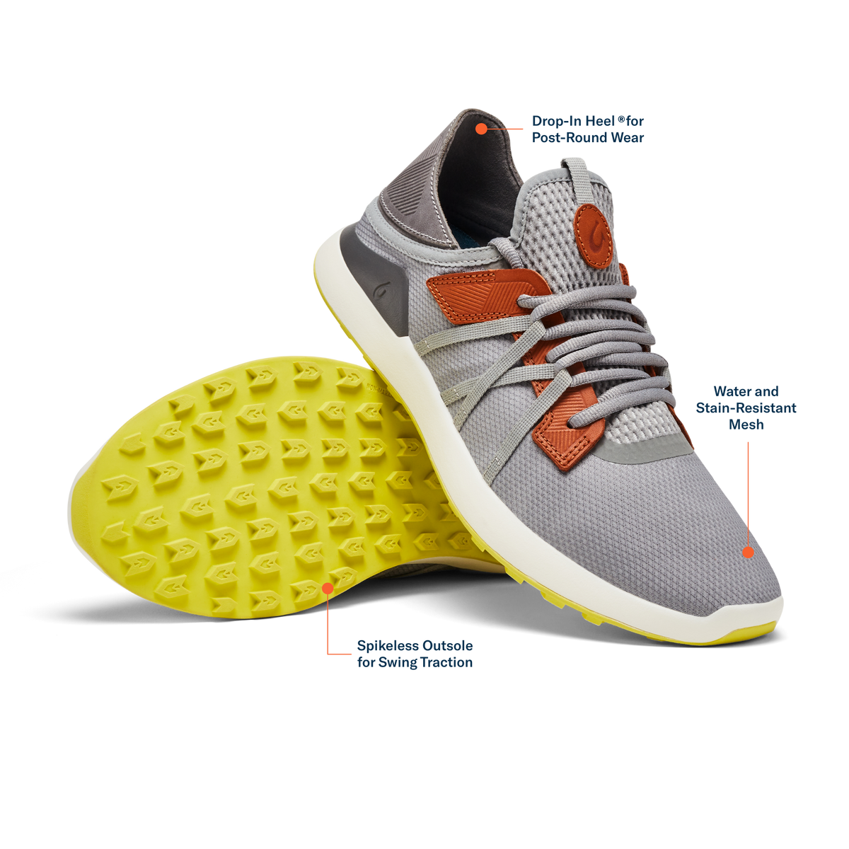 OluKai Smart Buy | Manele Men’s Breathable Golf Shoes - Poi / Charcoal