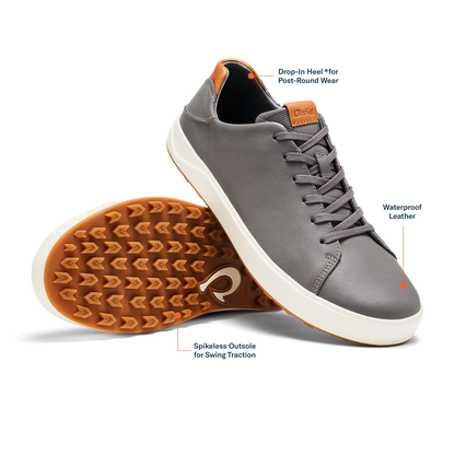 OluKai Recommended | Wai‘alae Men’s Waterproof Leather Golf Shoes - Stone