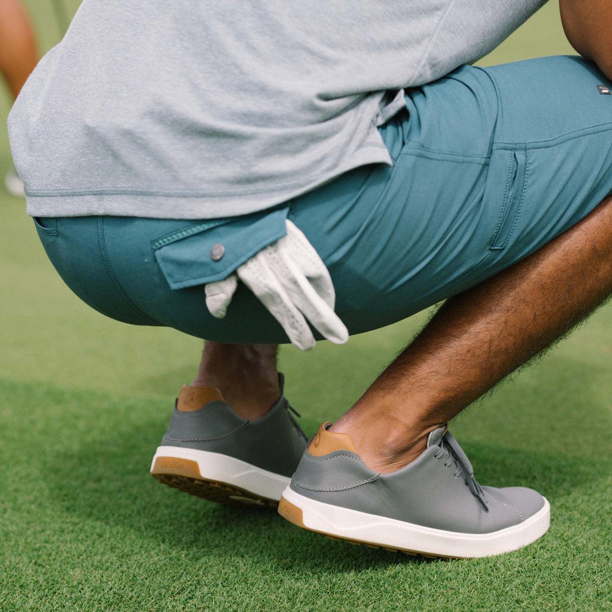 OluKai Recommended | Wai‘alae Men’s Waterproof Leather Golf Shoes - Stone