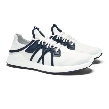 OluKai Hot Sale | Manele Men’s Breathable Golf Shoes - Bright White / Mood Indigo