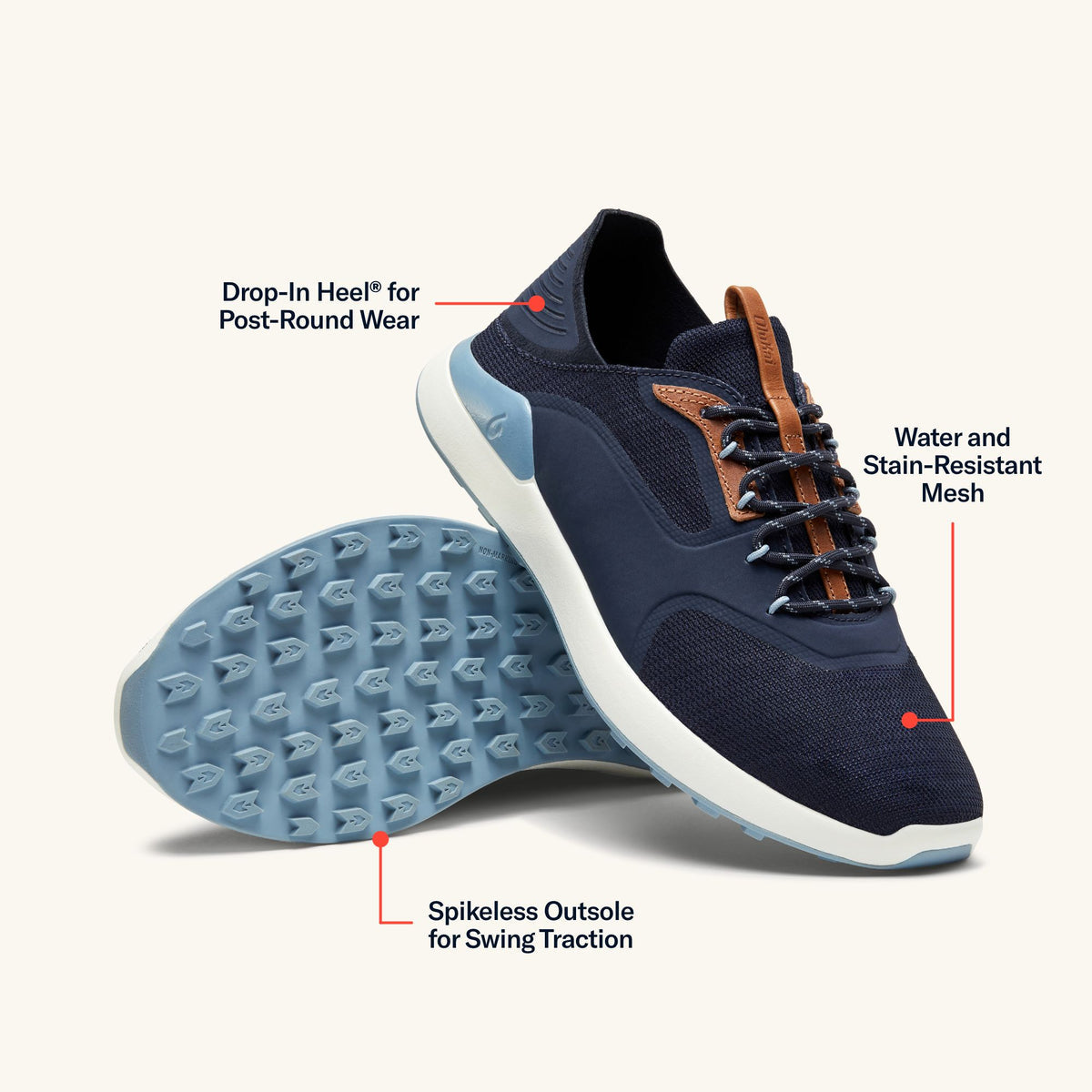OluKai Trusted | OluKai Kā‘anapali Men’s Golf Shoe - Trench Blue / Sea Ice