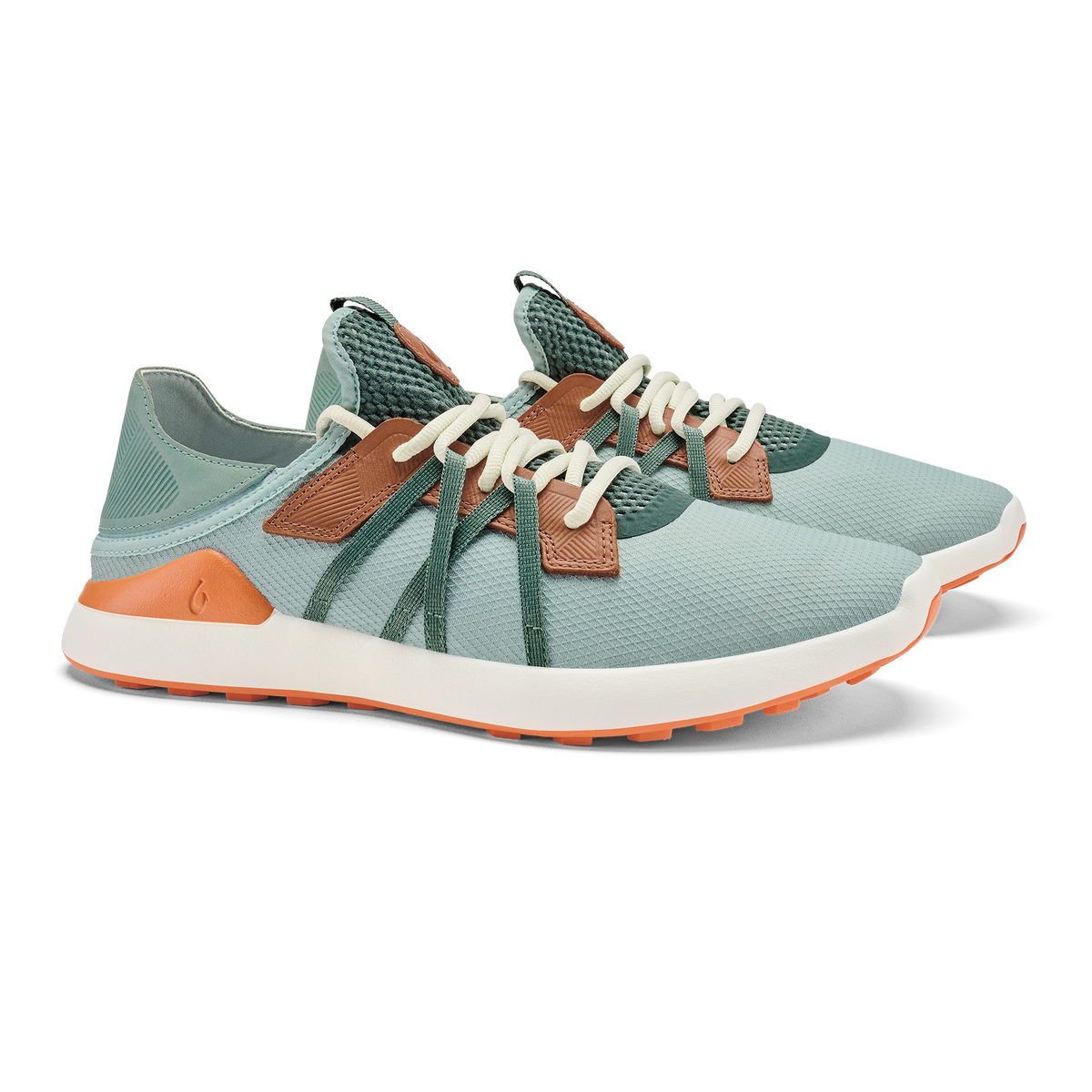 OluKai Trending | Manele Men’s Breathable Golf Shoes - Pale Moss / Molten Orange