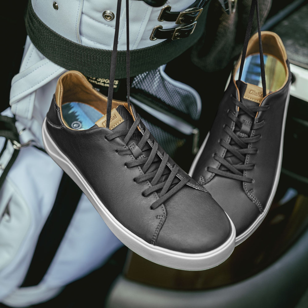 OluKai Premium | Wai‘alae Men’s Waterproof Leather Golf Shoes - Black