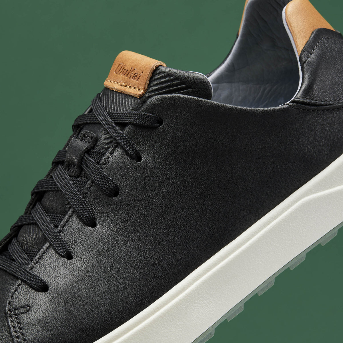 OluKai Premium | Wai‘alae Men’s Waterproof Leather Golf Shoes - Black
