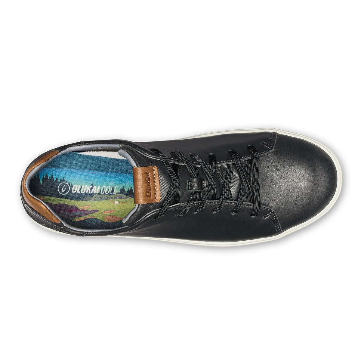 OluKai Premium | Wai‘alae Men’s Waterproof Leather Golf Shoes - Black