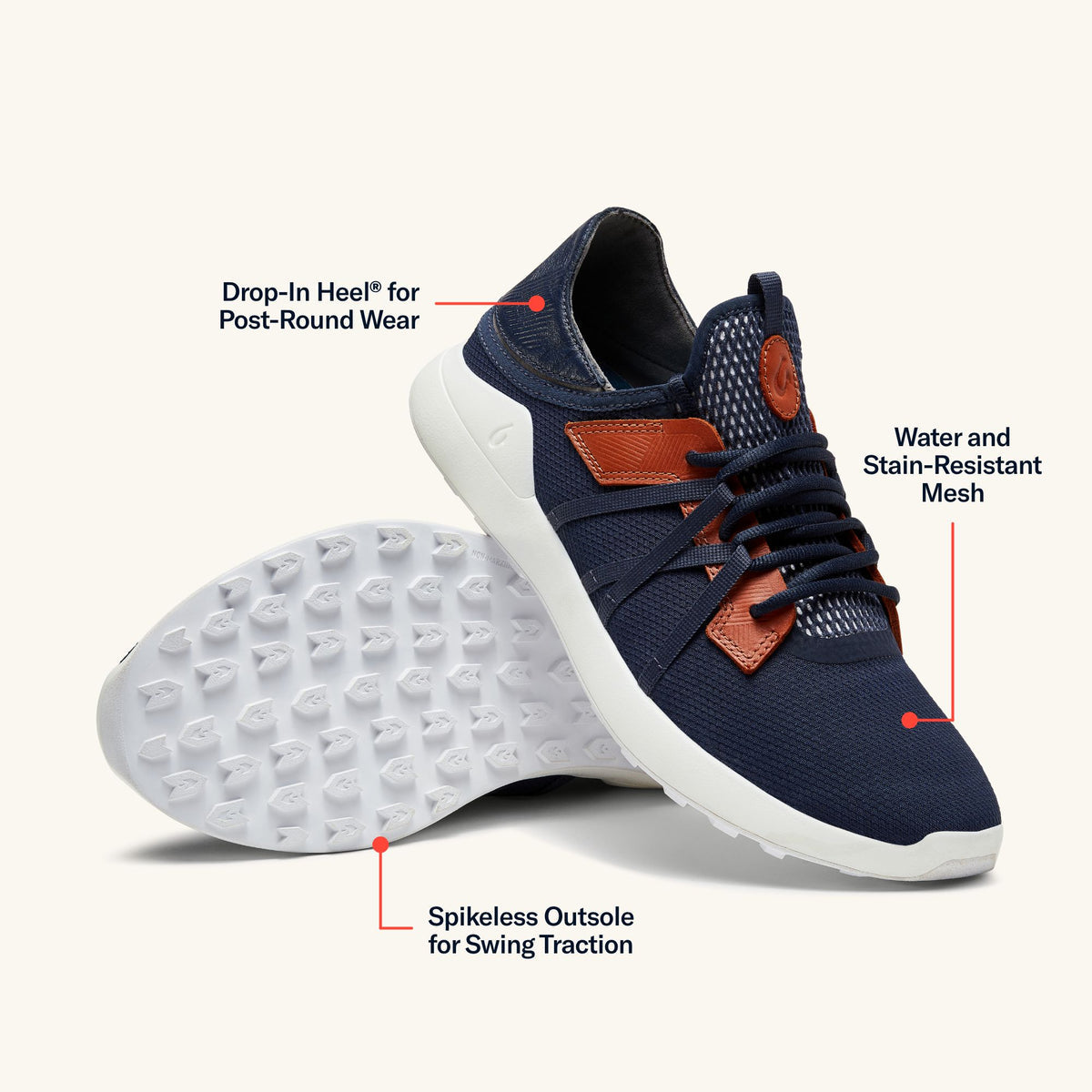 OluKai Featured | Manele Men’s Breathable Golf Shoes - Trench Blue