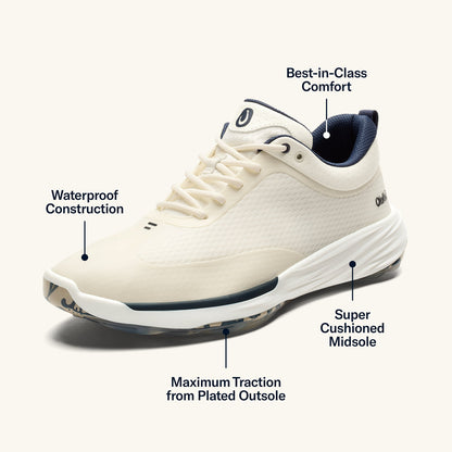 OluKai Best Seller | Mākena Men’s Waterproof Golf Shoes - White Sand