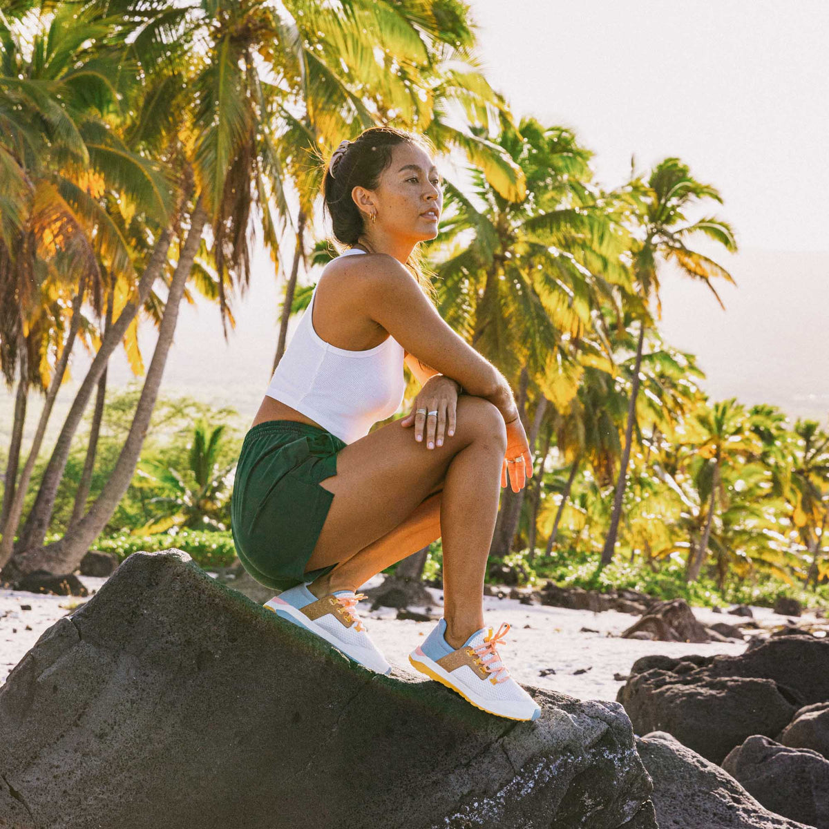 OluKai Latest | Wailuku Women’s Athletic Shoes - Bright White / Sea Ice
