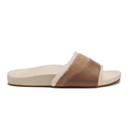 OluKai Classic | Hō‘ala Slide Women’s Slide Slipper Sandals - Tan / Puka