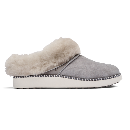 OluKai Everyday | Ku‘i Women’s Fuzzy Slip-On Slippers - Fog