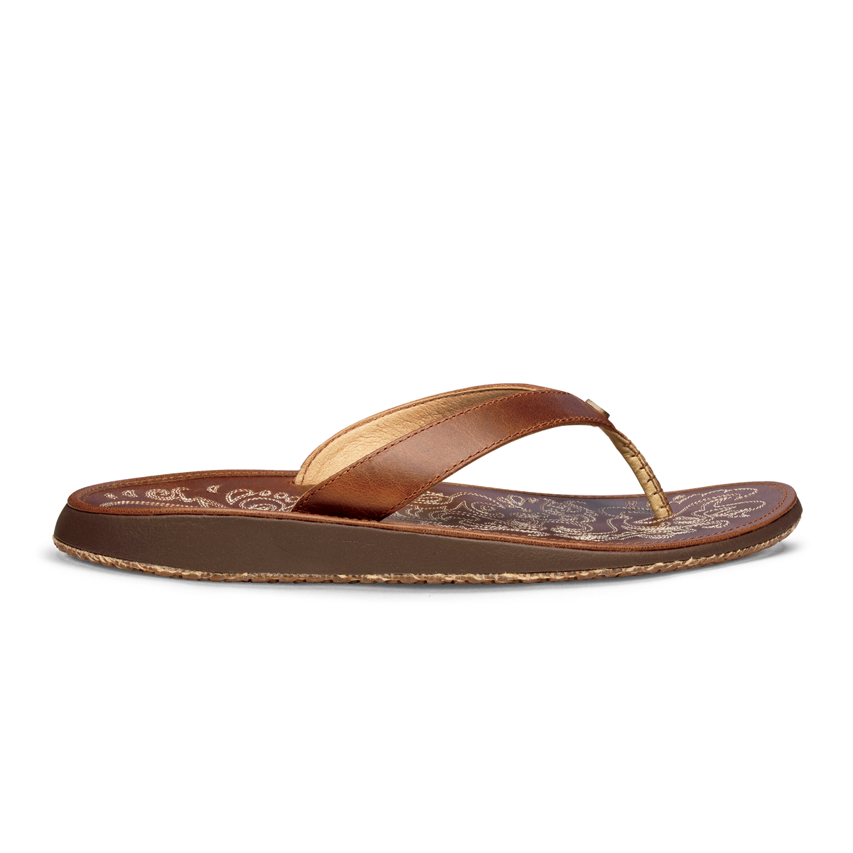 OluKai Trusted | Paniolo Women’s Leather Beach Flip Flops - Natural