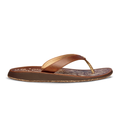 OluKai Trusted | Paniolo Women’s Leather Beach Flip Flops - Natural