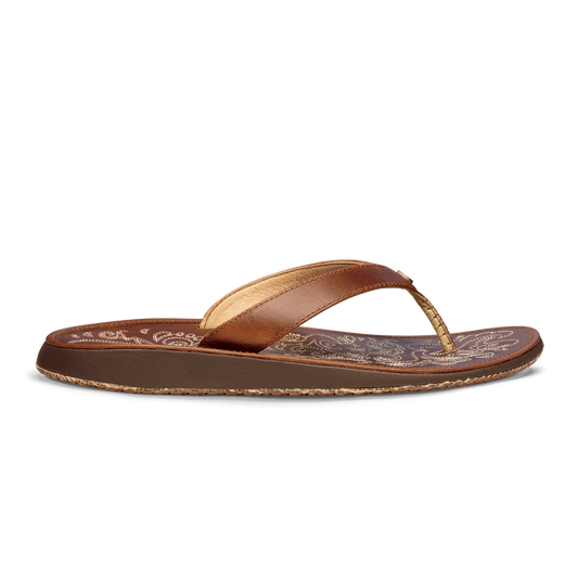 OluKai Trusted | Paniolo Women’s Leather Beach Flip Flops - Natural