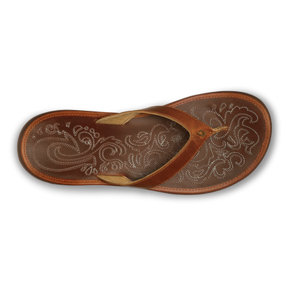 OluKai Trusted | Paniolo Women’s Leather Beach Flip Flops - Natural