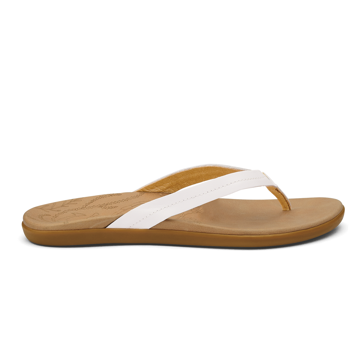 OluKai Customer Favorite | Honu Women’s Leather Sandals - Bright White / Golden Sand