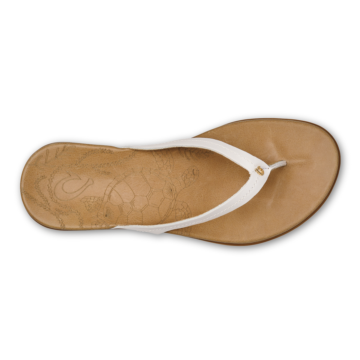 OluKai Customer Favorite | Honu Women’s Leather Sandals - Bright White / Golden Sand