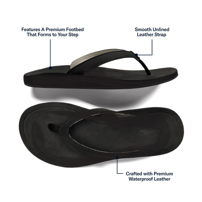 OluKai Signature | Southshore Women’s Waterproof Leather Sandals - Lava Rock