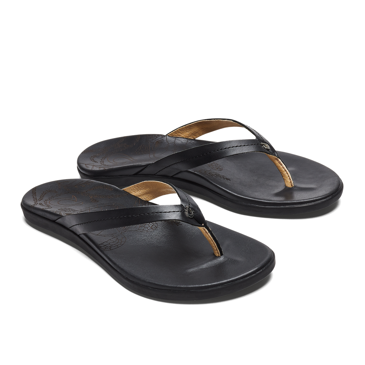 OluKai Best Price | Honu Women’s Leather Beach Sandals - Black