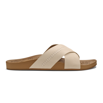OluKai Best Price | Kipe‘a ‘Olu Women‘s Slide Sandals - Puka / Tan