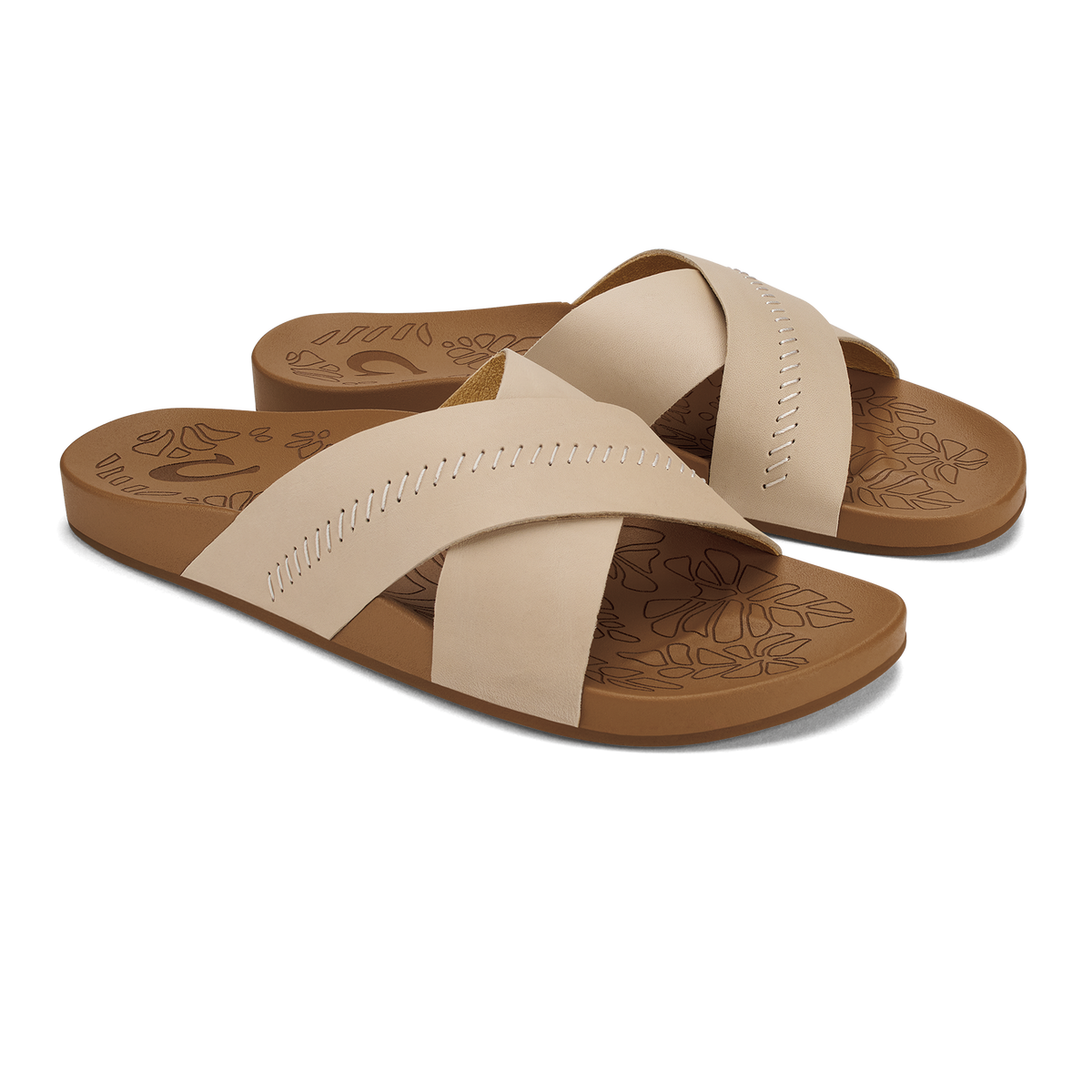 OluKai Best Price | Kipe‘a ‘Olu Women‘s Slide Sandals - Puka / Tan