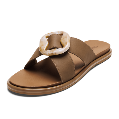 OluKai Trusted | La‘i Slide Women’s Slide Beach Sandals - Tan