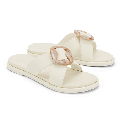 OluKai Trusted | La‘i Slide Women’s Slide Beach Sandals - White Sand