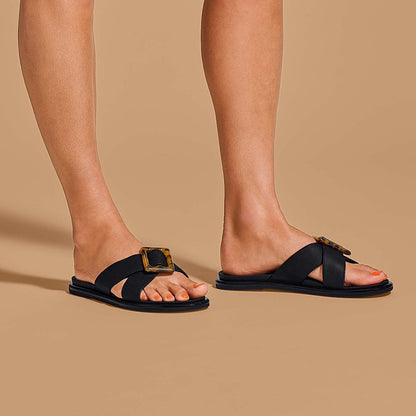 OluKai Latest | La‘i Slide Women’s Slide Beach Sandals - Black