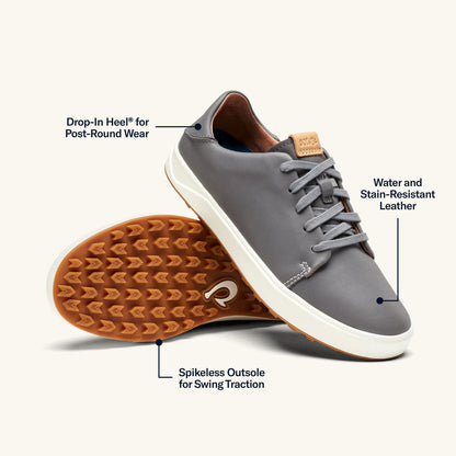 OluKai Trusted | Wailea Women’s Waterproof Leather Golf Shoes - Stone
